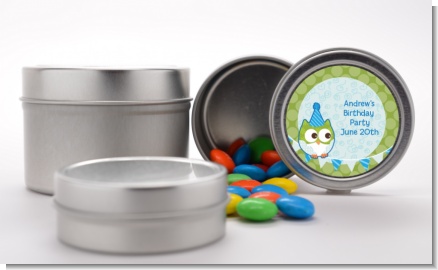 Owl Birthday Boy - Custom Birthday Party Favor Tins