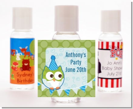 Owl Birthday Boy - Personalized Birthday Party Hand Sanitizers Favors