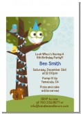 Owl Birthday Boy - Birthday Party Petite Invitations