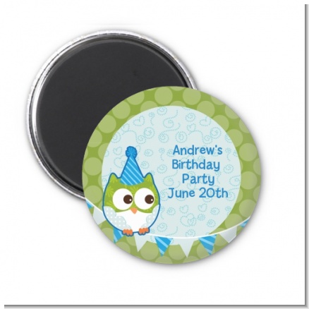 Owl Birthday Boy - Personalized Birthday Party Magnet Favors
