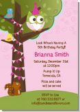 Owl Birthday Girl - Birthday Party Invitations