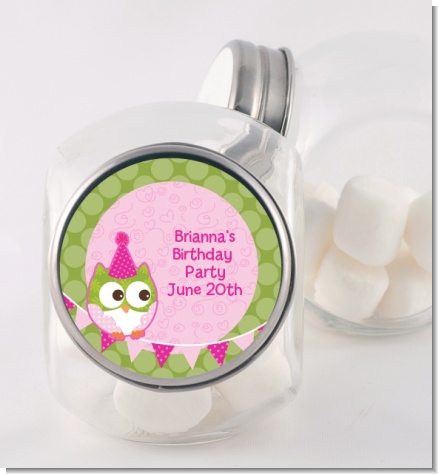 Owl Birthday Girl - Personalized Birthday Party Candy Jar