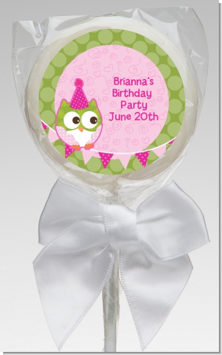 Owl Birthday Girl - Personalized Birthday Party Lollipop Favors