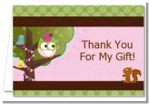 Owl Birthday Girl - Birthday Party Thank You Cards