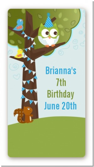 Owl Birthday Boy - Custom Rectangle Birthday Party Sticker/Labels