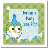 Owl Birthday Boy - Personalized Birthday Party Card Stock Favor Tags