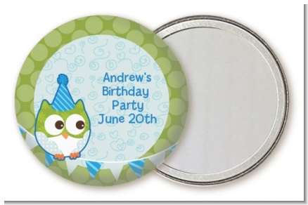 Owl Birthday Boy - Personalized Birthday Party Pocket Mirror Favors