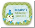 Owl Birthday Boy - Personalized Birthday Party Rounded Corner Stickers thumbnail