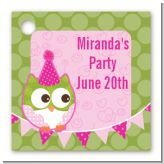Owl Birthday Girl - Personalized Birthday Party Card Stock Favor Tags