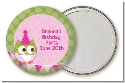 Owl Birthday Girl - Personalized Birthday Party Pocket Mirror Favors