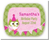 Owl Birthday Girl - Personalized Birthday Party Rounded Corner Stickers