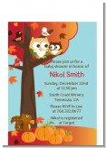 Owl - Fall Theme or Halloween - Baby Shower Petite Invitations