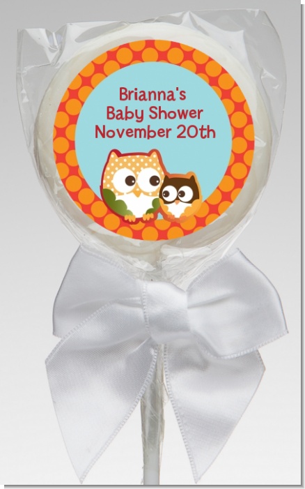 Owl - Fall Theme or Halloween - Personalized Baby Shower Lollipop Favors