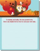 Owl - Fall Theme or Halloween - Baby Shower Notes of Advice