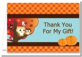 Owl - Fall Theme or Halloween - Baby Shower Thank You Cards