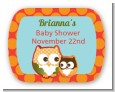 Owl - Fall Theme or Halloween - Personalized Baby Shower Rounded Corner Stickers thumbnail