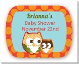 Owl - Fall Theme or Halloween - Personalized Baby Shower Rounded Corner Stickers