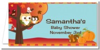 Owl - Fall Theme or Halloween - Personalized Baby Shower Place Cards