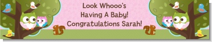 Owl - Look Whooo's Having A Girl - Personalized Baby Shower Banners