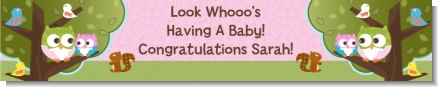 Owl - Look Whooo's Having A Girl - Personalized Baby Shower Banners