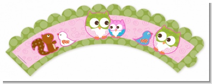 Owl - Look Whooo's Having A Girl - Baby Shower Cupcake Wrappers