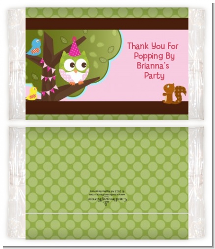 Owl Birthday Girl - Personalized Popcorn Wrapper Birthday Party Favors