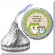 Owl - Look Whooo's Having A Baby - Hershey Kiss Baby Shower Sticker Labels thumbnail