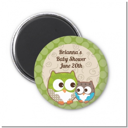 Owl - Look Whooo's Having A Baby - Personalized Baby Shower Magnet Favors