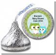 Owl - Look Whooo's Having A Boy - Hershey Kiss Baby Shower Sticker Labels thumbnail