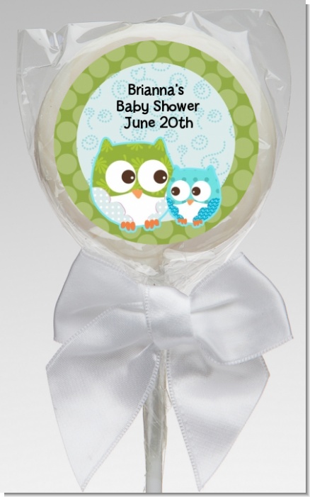 Owl - Look Whooo's Having A Boy - Personalized Baby Shower Lollipop Favors