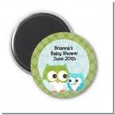 Owl - Look Whooo's Having A Boy - Personalized Baby Shower Magnet Favors