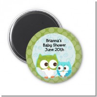 Owl - Look Whooo's Having A Boy - Personalized Baby Shower Magnet Favors