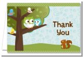 Owl - Look Whooo's Having A Boy - Baby Shower Thank You Cards