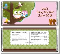 Owl - Look Whooo's Having A Girl - Personalized Baby Shower Candy Bar Wrappers