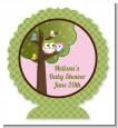 Owl - Look Whooo's Having A Girl - Personalized Baby Shower Centerpiece Stand thumbnail