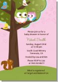 Owl - Look Whooo's Having A Girl - Baby Shower Invitations