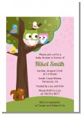 Owl - Look Whooo's Having A Girl - Baby Shower Petite Invitations