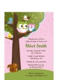 Owl - Look Whooo's Having A Girl - Baby Shower Petite Invitations thumbnail