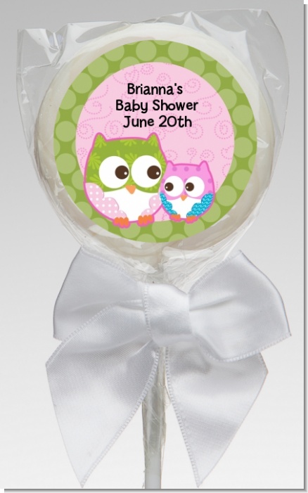 Owl - Look Whooo's Having A Girl - Personalized Baby Shower Lollipop Favors