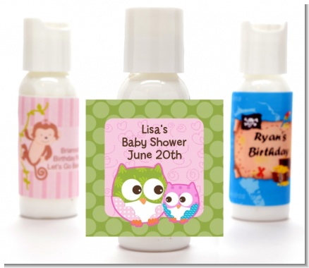 Owl - Look Whooo's Having A Girl - Personalized Baby Shower Lotion Favors