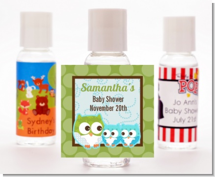 Owl - Look Whooo's Having Twin Boys - Personalized Baby Shower Hand Sanitizers Favors