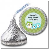 Owl - Look Whooo's Having Twin Boys - Hershey Kiss Baby Shower Sticker Labels