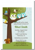 Owl - Look Whooo's Having Twin Boys - Baby Shower Petite Invitations