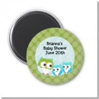 Owl - Look Whooo's Having Twin Boys - Personalized Baby Shower Magnet Favors
