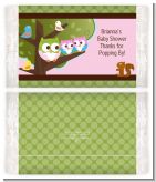 Owl - Look Whooo's Having Twin Girls - Personalized Popcorn Wrapper Baby Shower Favors