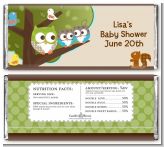 Owl - Look Whooo's Having Twins - Personalized Baby Shower Candy Bar Wrappers