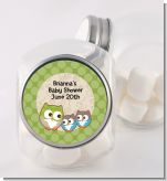 Owl - Look Whooo's Having Twins - Personalized Baby Shower Candy Jar