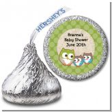 Owl - Look Whooo's Having Twins - Hershey Kiss Baby Shower Sticker Labels