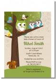 Owl - Look Whooo's Having Twins - Baby Shower Petite Invitations