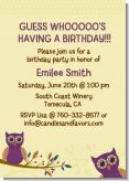 Retro Owl - Birthday Party Invitations